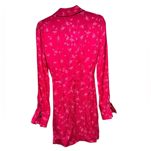 Acler Womens Dress Pink Size 2 Evanston Satin Wrap Collar Drape Shirtdress Mini - Picture 5 of 9